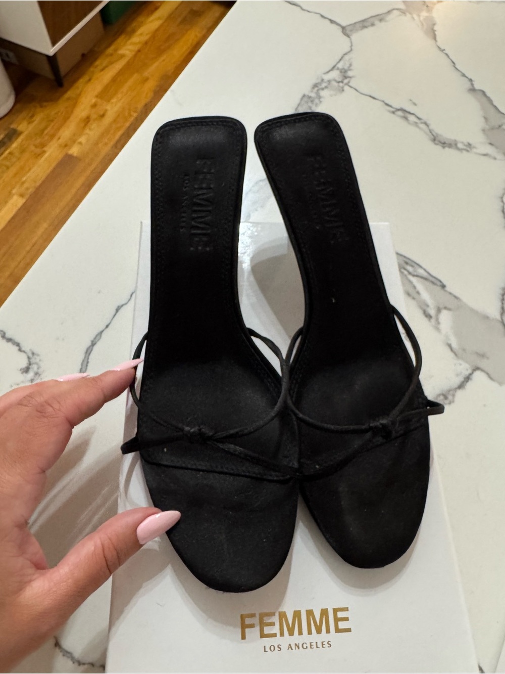 La Femme White and Gold Women's Sandals Box